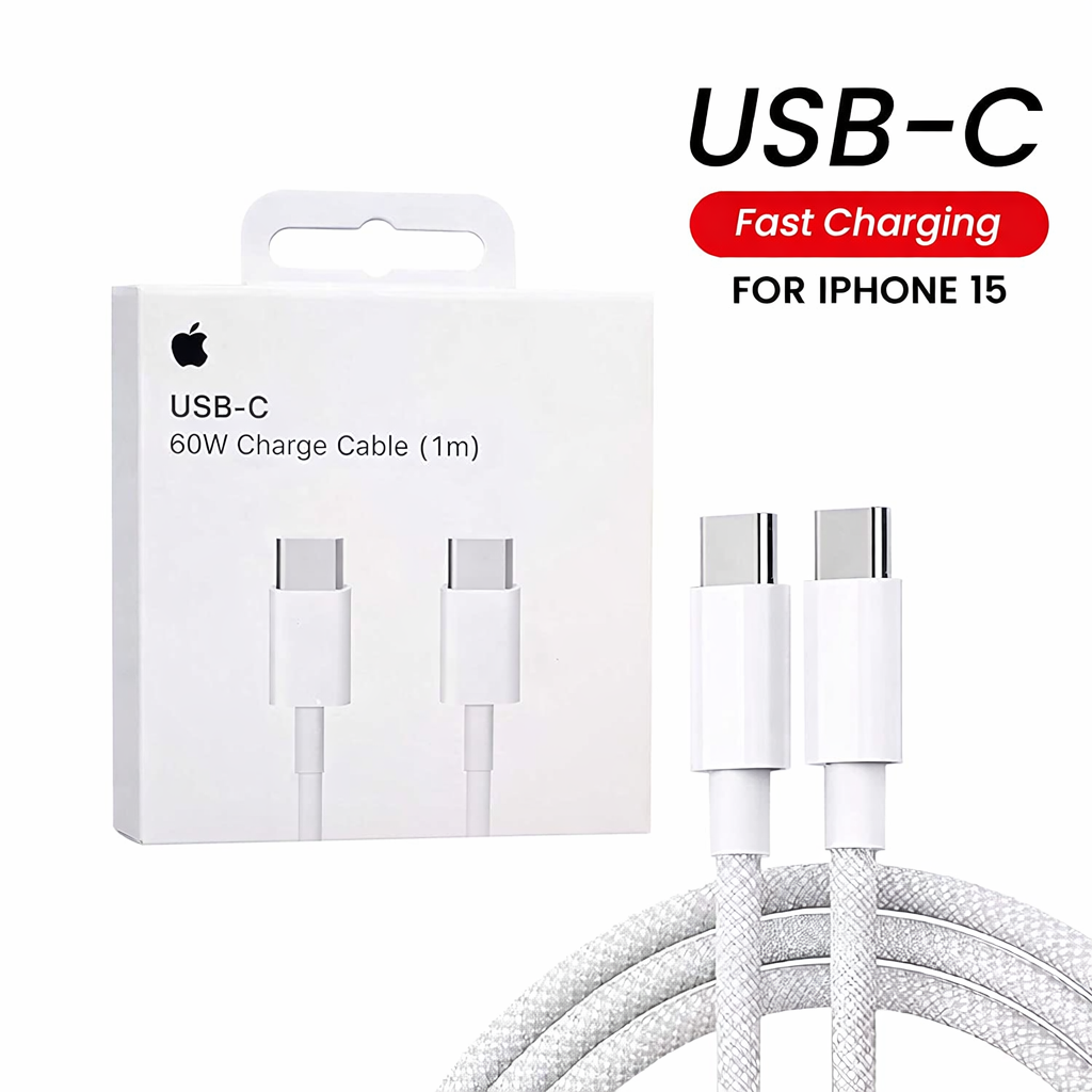 USB-C to USB-C 60W Fast Charging Cable (1m) | Type-C Charger Cable 100% Original | Durable & High-Speed